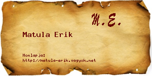 Matula Erik névjegykártya